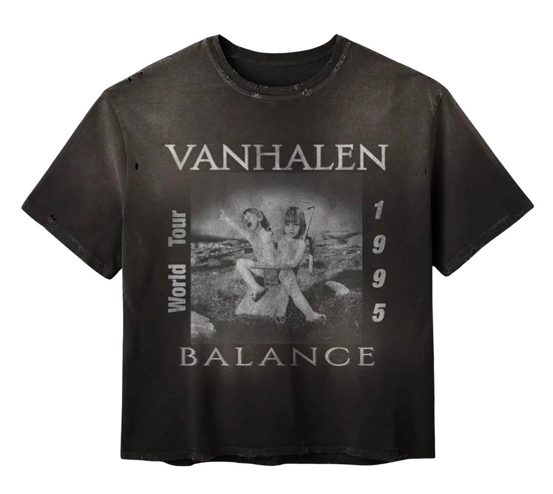 Gold+Vintage Gallery Raspberry Hills Balance Van Halen Black Tee
